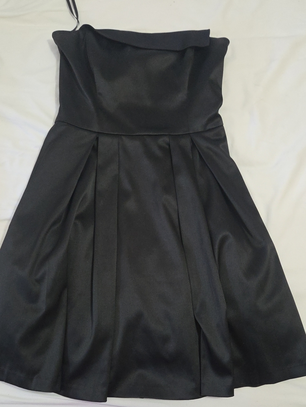 White House Black Market Black Strapless Pleated A-Line Dress
